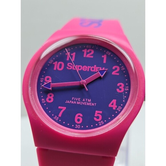 Superdry Pink Urban Silicone Quartz Watch Purple Dial New Battery 5 ATM 38mm Fun main image 10